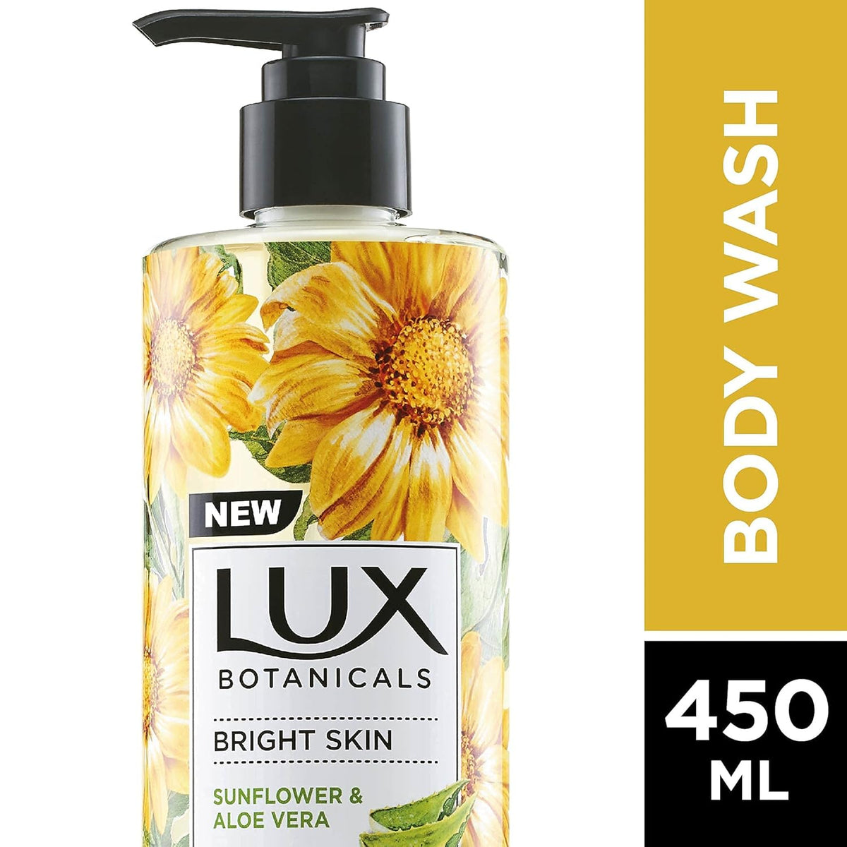 Lux Botanicals Body Wash, Sunflower & Aloe Vera, Shower Gel for Women, 100% Natural Extracts, Gives Bright Skin, Paraben Free, 450 ml