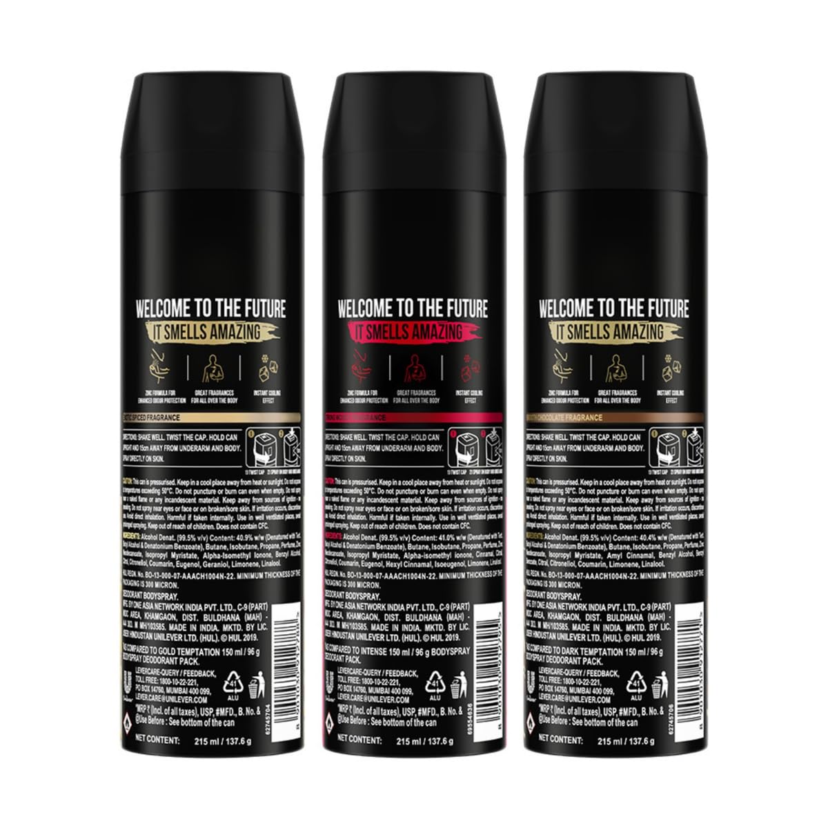 Axe Intense Long Lasting Deodorant Bodyspray For Men 215 ml & Axe Dark Temptation Long Lasting Deodorant Bodyspray For Men 215 ml & Axe Gold Temptation Long Lasting Deodorant Bodyspray For Men 215 ml