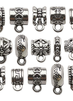 WOCRAFT 100 pcs Clasp Bail beads Charms,Bail Tube Beads, Loose Spacer Bead,Bead Hanger Charm for Jewelry Making DIY Necklace Bracelet