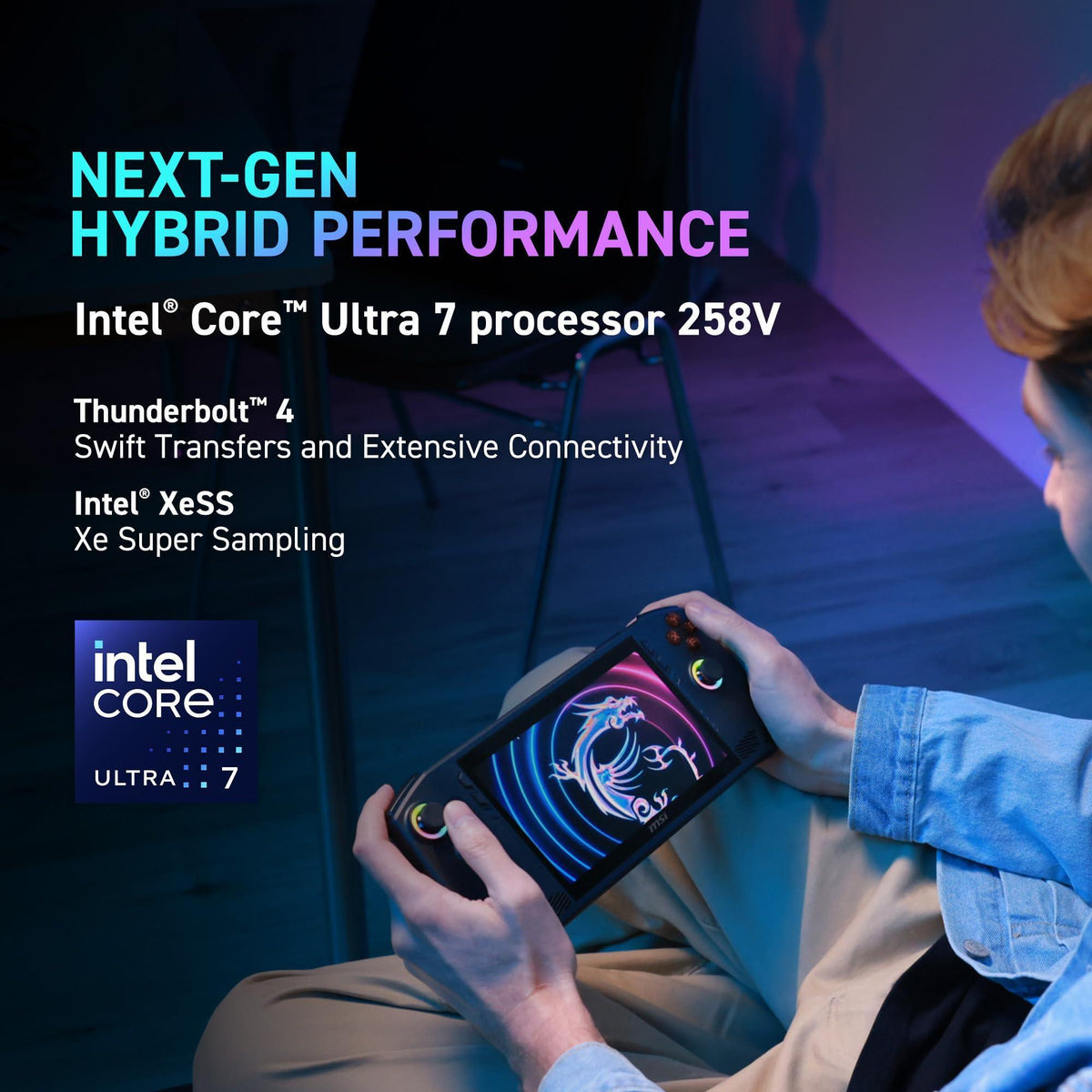 MSI Claw PC Gaming Handheld: Intel Ultra 7-258V, 8" FHD 120Hz Display, 32GB LPDDR5, 1TB NVMe SSD, MicroSD Card Reader, Thunderbolt 4, Win 11 Home: Black 8 AI+ A2VM-001US