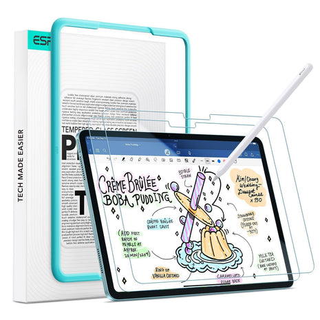 ESR 2 Pack Paper-Feel Screen Protector for iPad Air 11 Inch M4/M3/M2 (2026/2025/2024, 8th/7th/6th Gen), Write and Draw Like on Paper, 9H Tempered Glass, Matte Anti-Glare with Alignment Frame