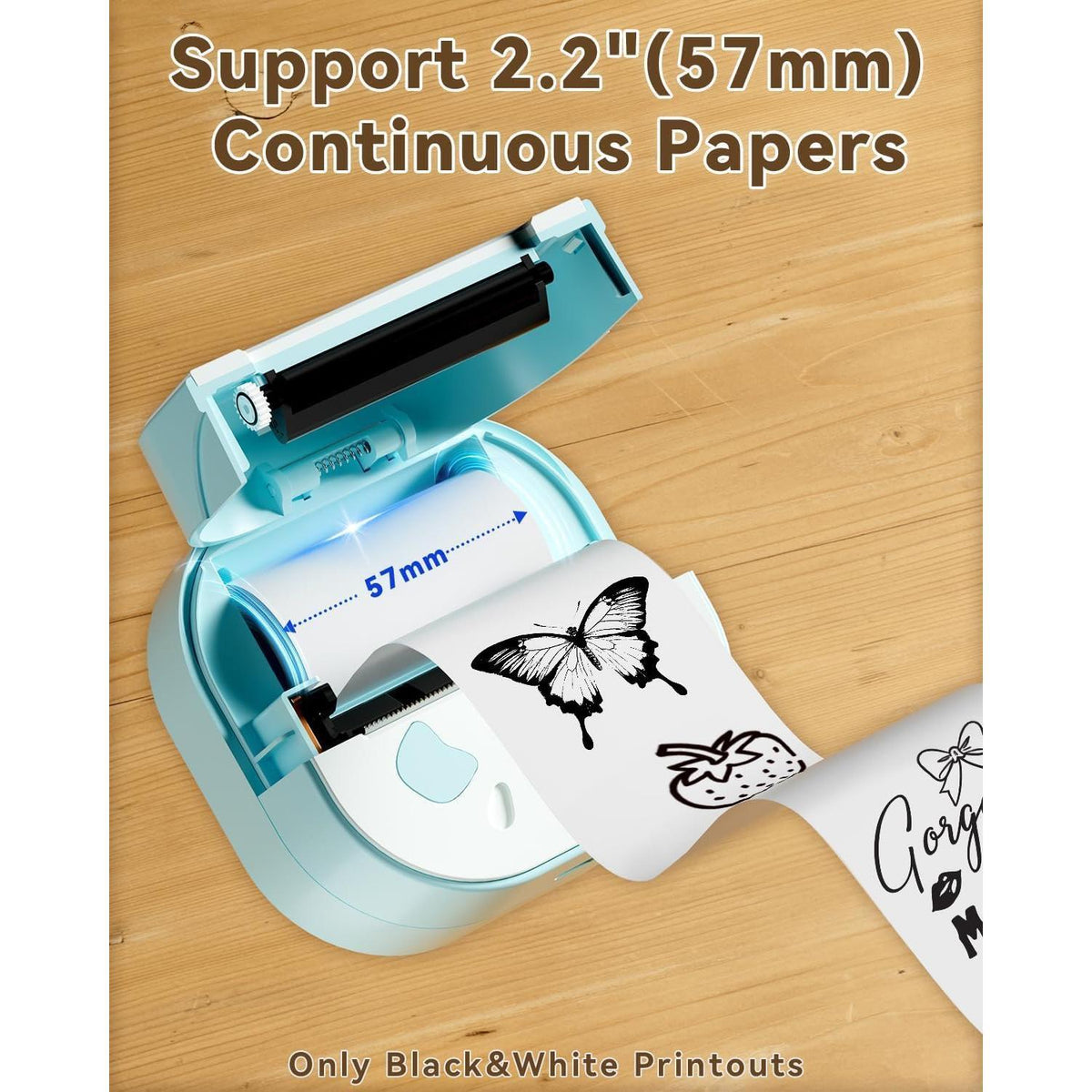 NDYIN Sticker Printer, PrintPods Mini Printer, Bluetooth Portable Sticker Maker with 3 Rolls Paper, Print Pod Inkless Thermal Printers for iphone, Impresora Portátil for Notes, Journal, DIY, Kids Gift