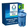 Brita Filter Replacements for Water Pitchers and Dispensers, Elite, NSF Certified to Remove 99% of Lead, 2 Count, Blue