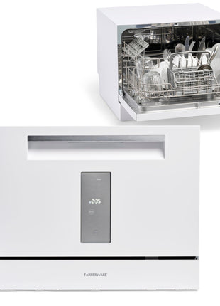 Farberware Compact 6-Place Setting Dishwasher - Portable Mini Countertop Dishwasher with 7 Wash Programs - Perfect for Small Spaces Like Apartment, Dorm, Boat, Camper/RV