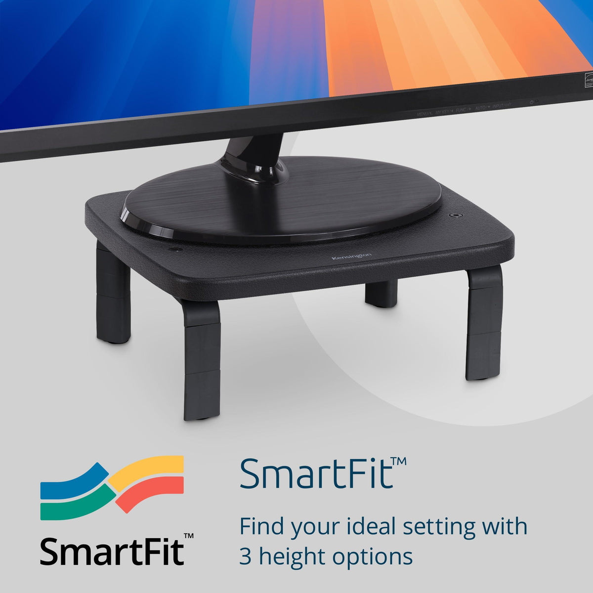 Kensington 52785 SmartFit Monitor Stands, 12.25w x 2.25d x 4.75h, Black