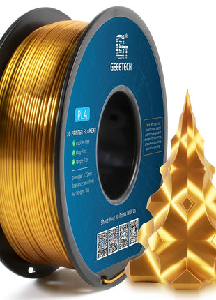 Geeetech Silk PLA Filament 1.75mm for 3D Printer, Metal-Like Shiny Consumables 1kg (2.2lbs) 1 Spool, Dimensional Accuracy +/- 0.02 mm, Metallic Gold Silk Filament