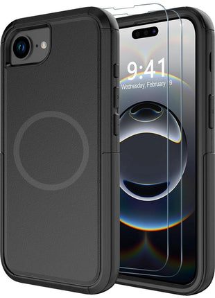 Diverbox for iPhone 16e Case & iPhone 17e Case [Compatible with MagSafe] [Shockproof] [Dropproof] [with Screen Protector ] Heavy Duty Protection Phone Cover (Black)