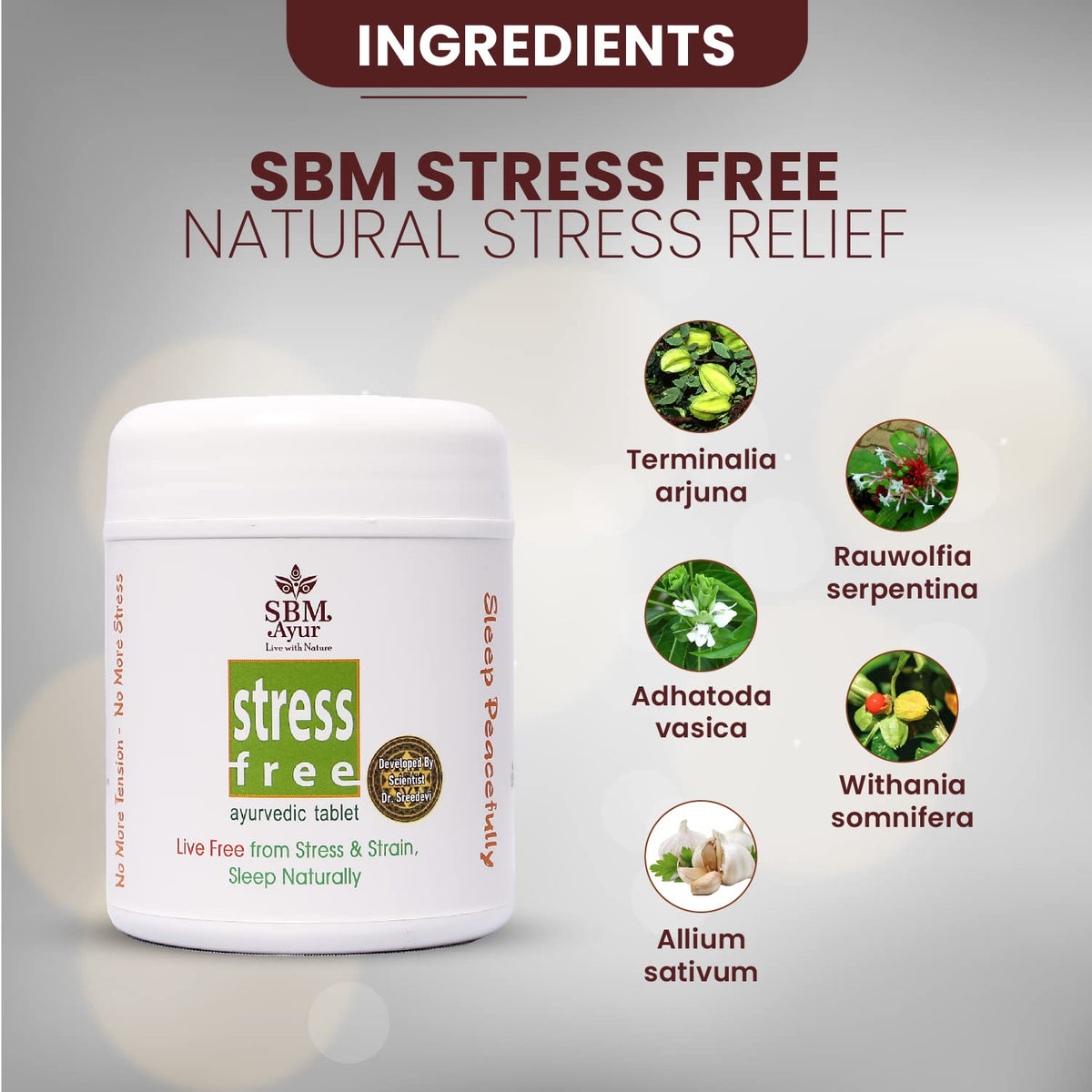 SBM Ayur Ayurvedic Stress free 30 Tablets|100% Natural Medicine| May help to reduce Stress, Hypertension| Live Free from Strain | Helps for Peaceful Sleep | helps to Promote Mind Calmness| May Balances Blood Pressure | May Helps for relieving Fatigue.