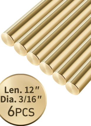 3/16 inch Brass Rods 3/16 x 12 in, 6 Pcs for Knife Making Knife Handles Pins Stock Knife Scale Solid Round Brass Rod Dowel Rivet Gunsmithing Crafts Modeling Hobby