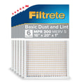 Filtrete 16x20x1 AC Furnace Air Filter, MERV 5, MPR 300, Capture Unwanted Particles, 3-Month Pleated 1-Inch Electrostatic Air Cleaning Filter, 6-Pack (Actual Size15.69x19.69x0.81 in)