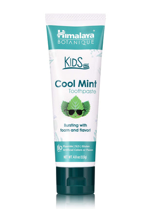 Himalaya Botanique Kids Toothpaste, Cool Mint, Fluoride-Free, Gentle, No Artificial Colors, SLS Free, Gluten Free, Cruelty Free, Vegan, Foaming, 4 Oz, 1 Pack…