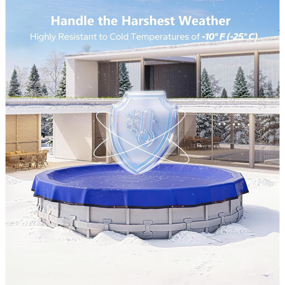 POOLHACKER 2025 Upgrade 24 ft Round Winter Pool Cover - 24ft Round Above Ground, 4 Foot Overlap Extra Thick 420D Pool Cover with Pulley and Cable