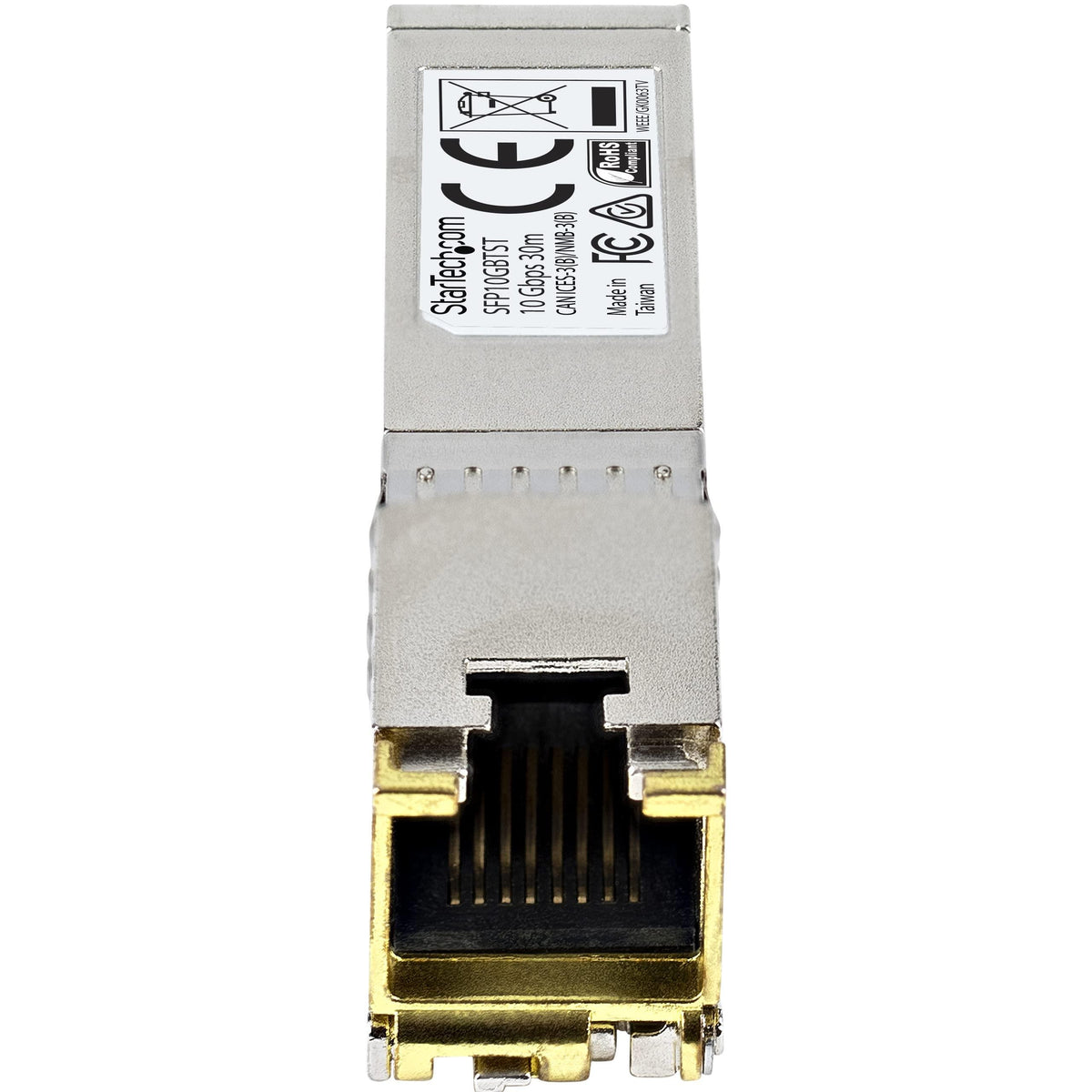 StarTech.com MSA Uncoded Compatible SFP+ Module - 10GBASE-T - SFP to RJ45 Cat6/Cat5e - 10GE Gigabit Ethernet SFP+ - RJ-45 30m -(SFP10GBTST)