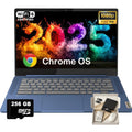 Lenovo IdeaPad Slim 3 Chromebook - 14'' Full HD (1920 x 1080) Display • 8-Core MediaTek Kompanio 520 CPU • 4GB RAM • 64GB eMMC & 256GB Micro SD Card • Wi-Fi 6 • for Business Student • Chrome OS • Blue