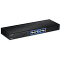 TRENDnet - TEG-S16G 16-Port Unmanaged Gigabit GREENnet Switch, TEG-S16G, 16 x RJ-45 Ports, 32 Gbps Switching Capacity, Fanless, Rack Mountable, Network Ethernet Switch, Lifetime Protection Black