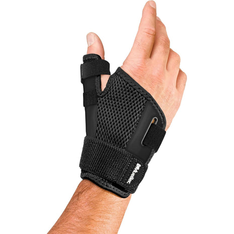 MUELLER Sports Medicine Adjust to Fit Thumb Brace, Spica Splint, Thumb Pain Relief Stabilizer for Men and Women, Ideal for De Quervain's Tenosynovitis, Arthritis, Sprains, Fits Right or Left, Black, One Size