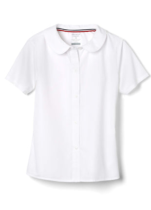 French Toast Girl's Short Sleeve Peter Pan Collar Blouse (Standard & Plus), White, 7