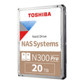 Toshiba N300 PRO 20TB Large-Sized Business NAS (up to 24 Bays) 3.5-Inch Internal Hard Drive - Up to 300 TB/Year Workload Rate CMR SATA 6 Gb/s 7200 RPM 512 MB Cache - HDWG62AXZSTB