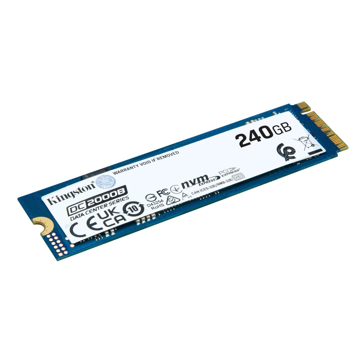 Kingston DC2000B 240 GB Solid State Drive - M.2 2280 Internal - PCI Express NVMe (PCI Express NVMe 4.0 x4) - Server Device Supported - 0.4 DWPD - 175.20 TB TBW