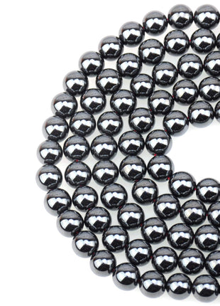 LPBeads 100PCS 8mm Natural Hematite Beads Gemstone Round Loose Beads for Jewelry Making with Crystal Stretch Cord