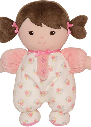 Baby Starters Plush Baby Doll with Rattle, Brunette Olivia, Pink, 9 inch