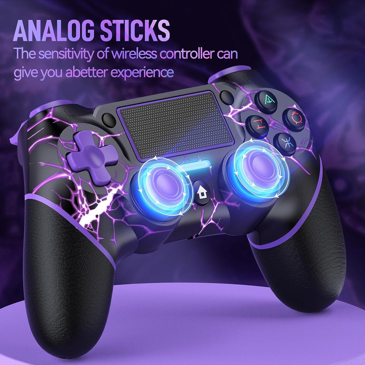 VidPPluing Wireless Controller for PS4/Pro/Slim Consoles, Game Controller with 6-Axis Motion Sensor/Share Function/Charging Cable - Lightning