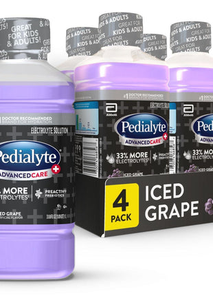 Pedialyte AdvancedCare Plus Electrolyte Drink, Iced Grape | Hydration Drinks for Adults & Kids to Restore Electrolytes when they are Dehydrated Due to Vomiting, Diarrhea, Fever, or Flu