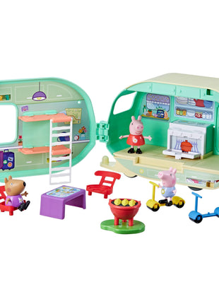 Peppa Pig Caravan Playset for Girls and Boys, 3 Figures, 6 Accessories, Preschool Toys, Kids Gifts, Ages 3+