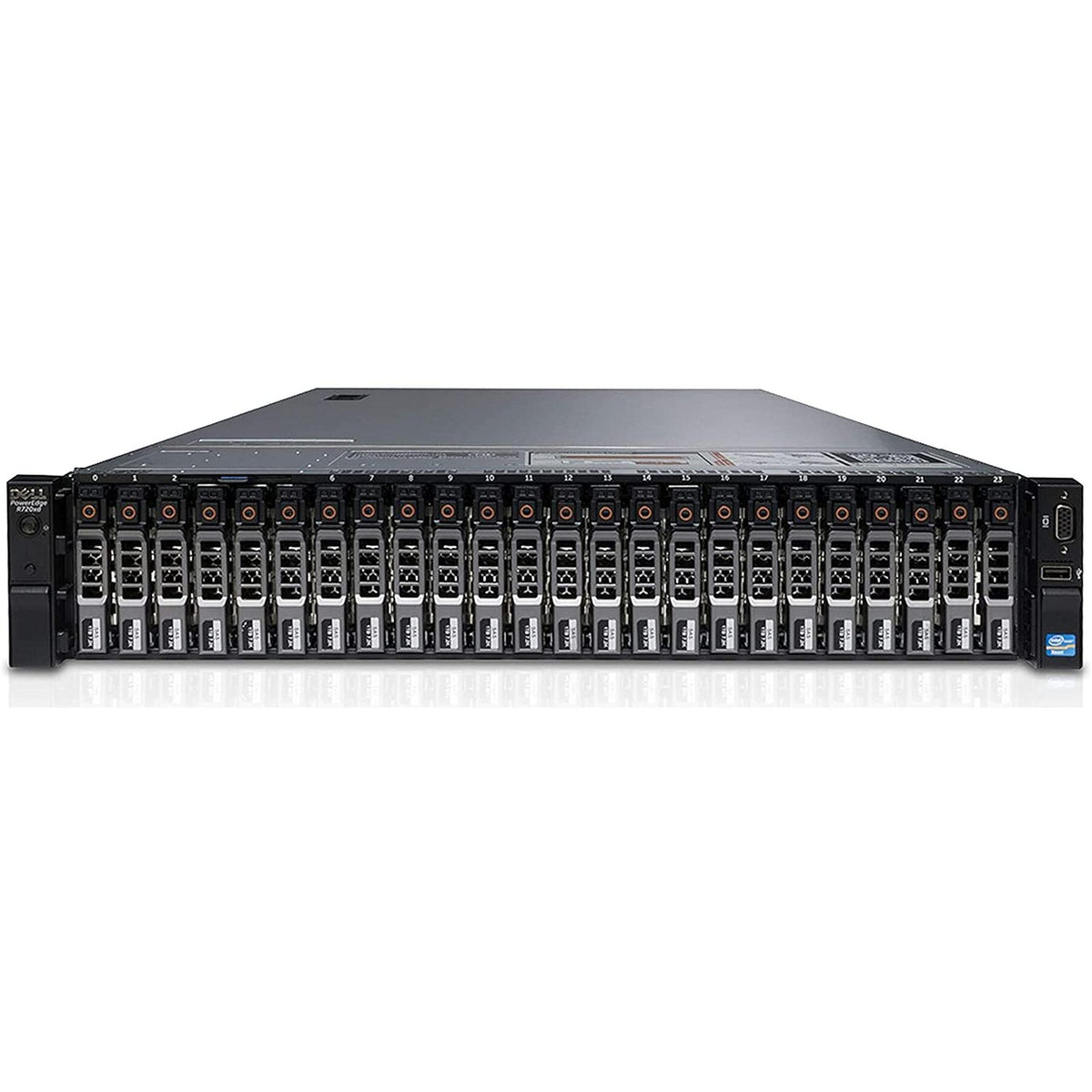 Dell PowerEdge R730xd Server 24B SFF 2U, 2X Intel Xeon E5-2690 v4 2.6Ghz (28-cores Total), 128GB DDR4 RAM, 4X 1.2TB 10K SAS 2.5” 12Gb/s HDD, H730P 2GB RAID, NIC 10Gb + I350 1Gb (Renewed)