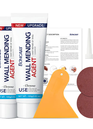 Drywall Repair Kit, 2-Pack Wall Mending Agent, Wall Spackle with Tools | Includes Scraper and Sandpaper. For Wall Surface Hole Fill, Quick And Easy Solution.