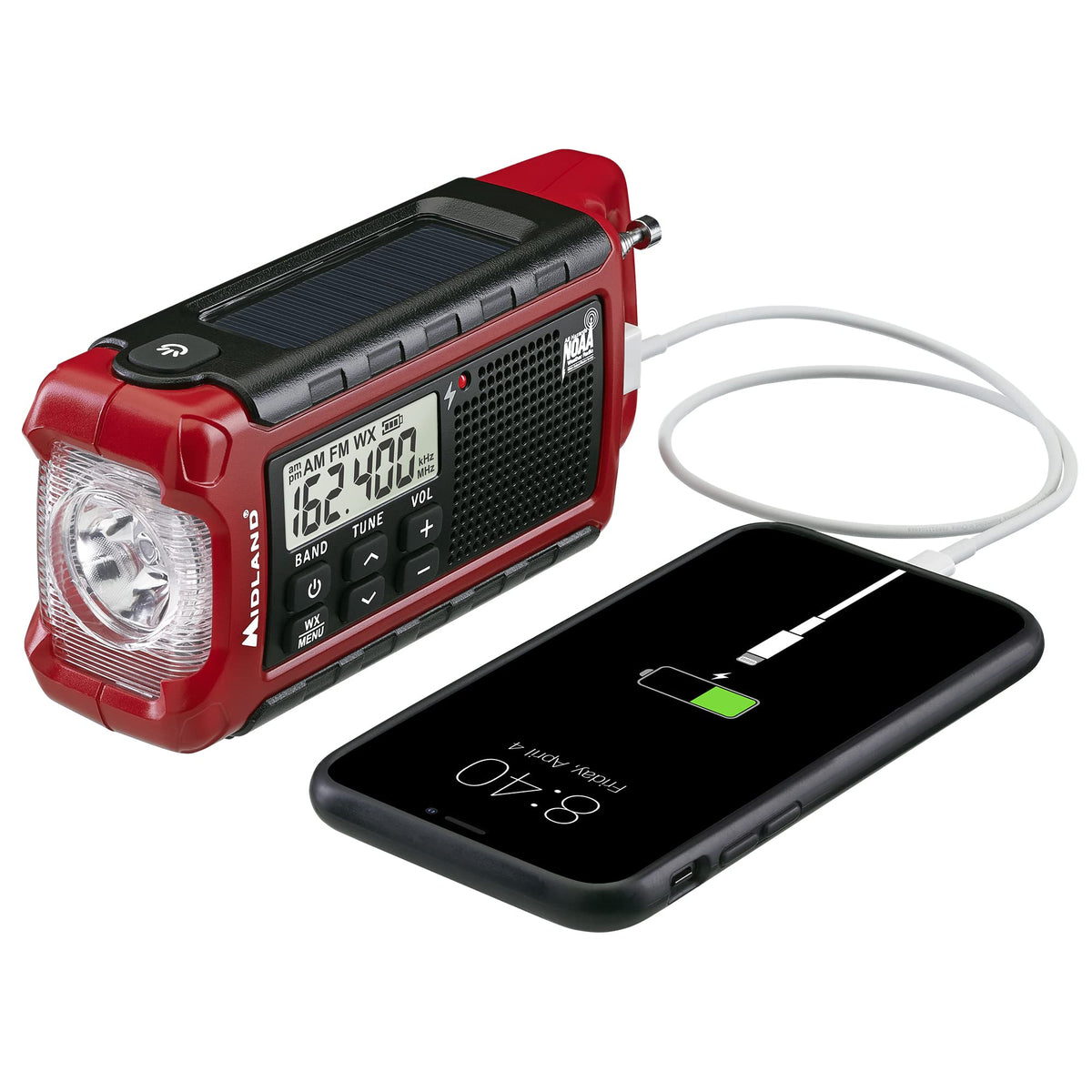 Midland ER210 NOAA Emergency Weather Radio - Compact, Crank, Weather Alerts, AM/FM Radio, Multiple Power Sources, SOS Emergency Flashlight