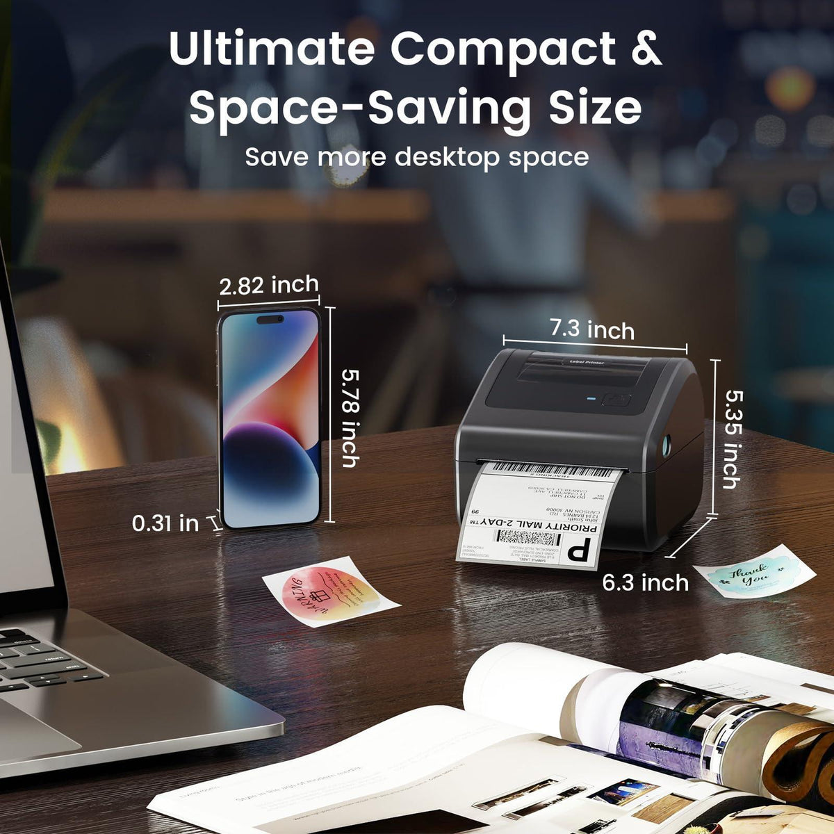 Omezizy Bluetooth Shipping Label Printer 4x6 - D450BT Thermal Label Printer for Shipping Packages, Small Business, Home, Office, Compatible with Amazon, Ebay, Etsy, USPS
