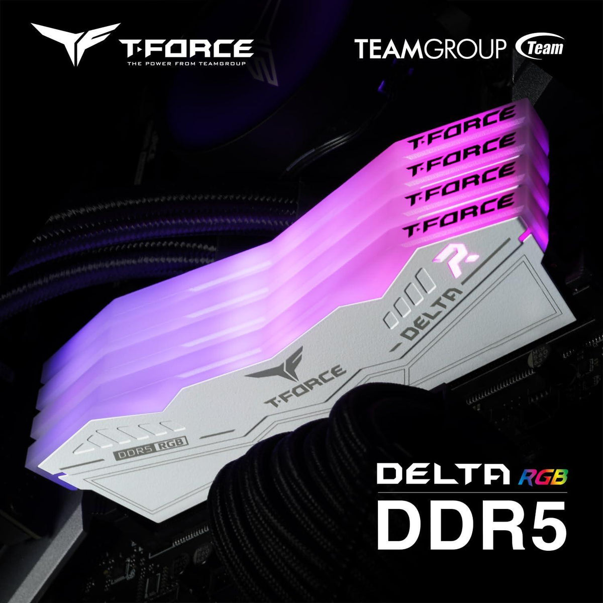 TEAMGROUP T-Force Delta RGB DDR5 Ram 64GB (2x32GB) 6000MHz PC5-48000 CL38 Intel XMP 3.0 & AMD Expo Compatible Desktop Memory Module Ram White FF4D564G6000HC38GDC01
