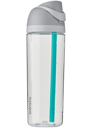 Owala FreeSip Clear Tritan Plastic Water Bottle with Straw, BPA-Free Sports Water Bottle, Great for Travel, 25 Oz, Shy Marshmallow