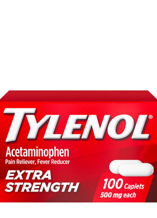 Tylenol Extra Strength Pain Relief Pills, Acetaminophen 500mg Caplets, Pain Reliever and Fever Reducer Medicine for Headache, Backache, Toothache & Minor Arthritis, 100 Count Bottle