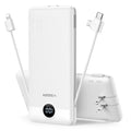VEGER Portable Charger for iPhone Built in Cables and Wall Plug, 10000mah Slim Fast Charging USB C Power Bank, Travel Essential Battery Pack Compatible with iPhones, iPad, Samsung More Devices(White)