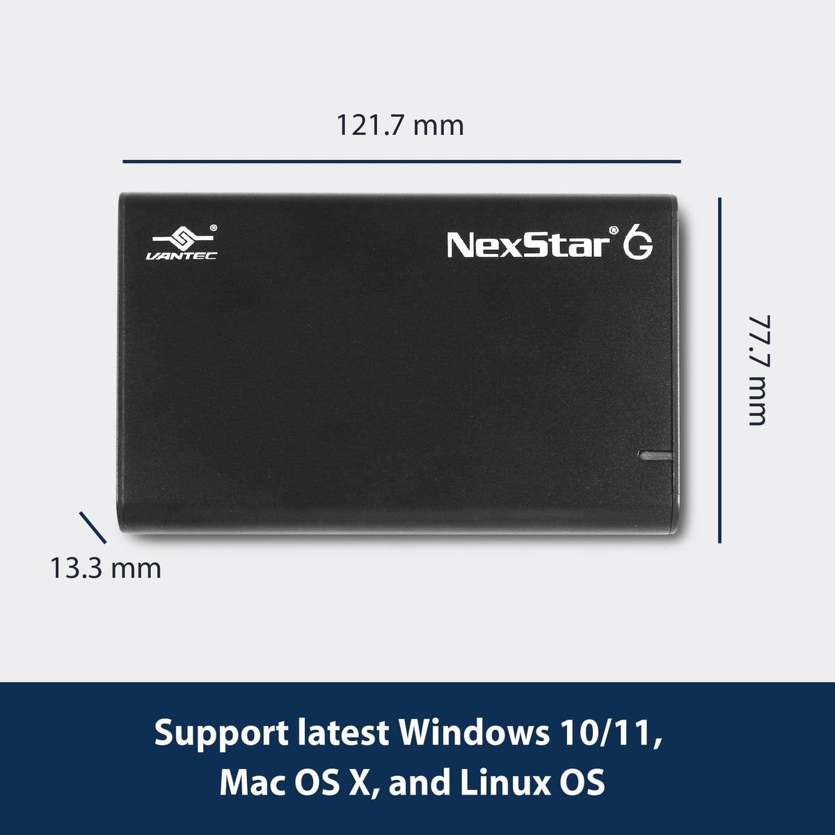 NexStar 6G, 2.5” SATA III to USB 3.2 Gen1 External SSD/HDD Enclosure, ID: Black