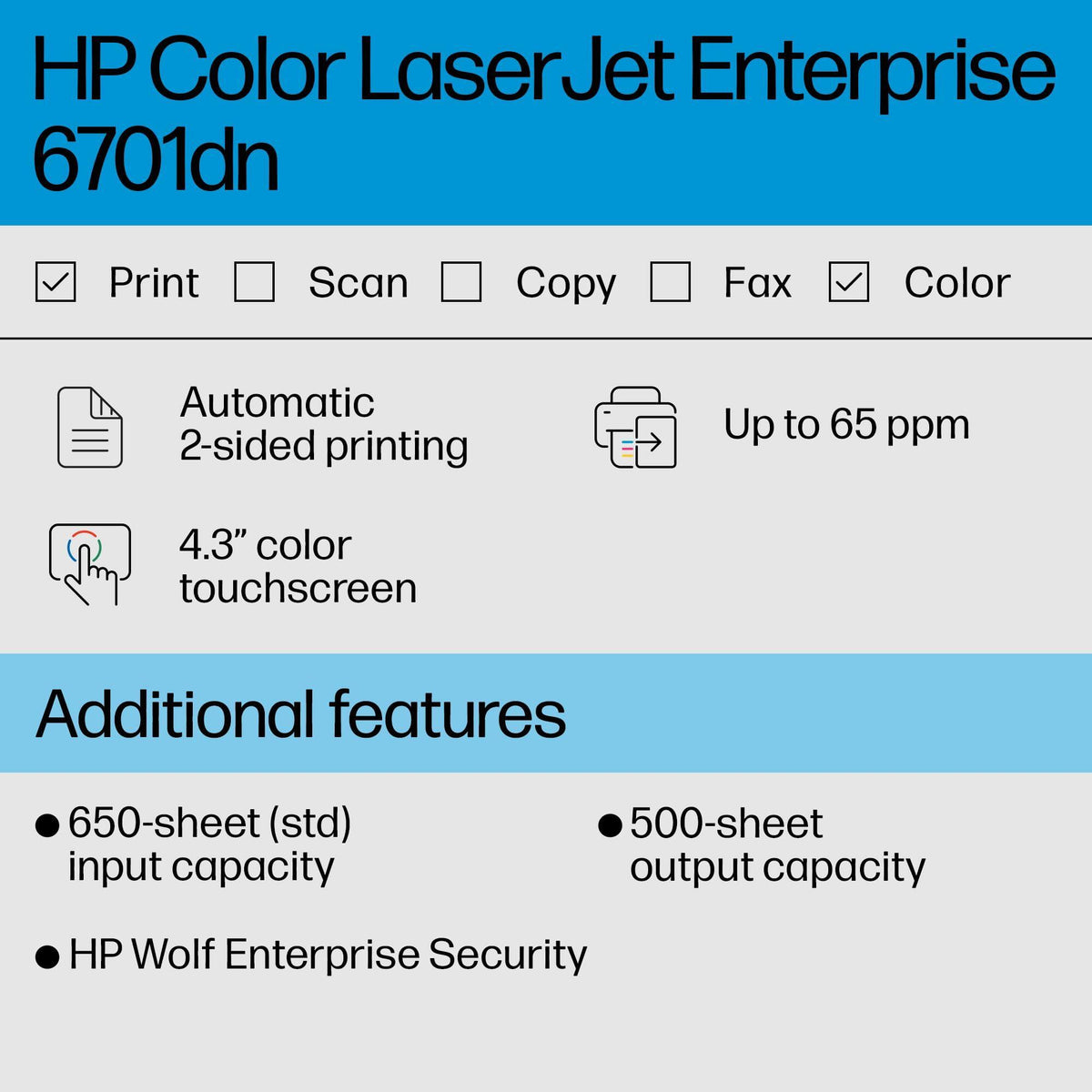 HP Color Laserjet Enterprise 6701dn Printer, Best for Business, (58M42A)