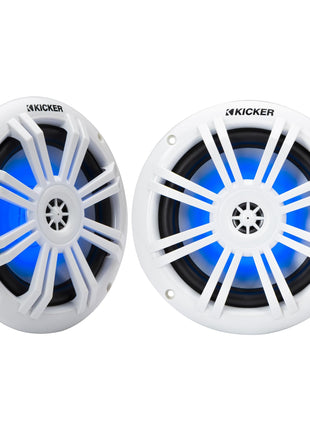 KICKER 51KM604WL KM 6.5 inch 4Ω LED Marine Coaxial Speakers - Pair