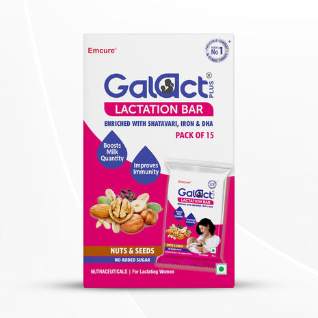 Galact Plus - Lactation Bar infused with Shatavari, iron and DHA - No Added Sugar - 20 g Pack of 15