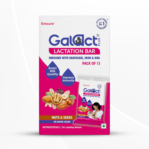 Galact Plus - Lactation Bar infused with Shatavari, iron and DHA - No Added Sugar - 20 g Pack of 15