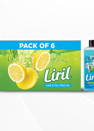 Liril Lime & Tea Tree Oil Soap 125 g (Pack of 6) & Liril Cooling Mint Body Wash, 250 ml