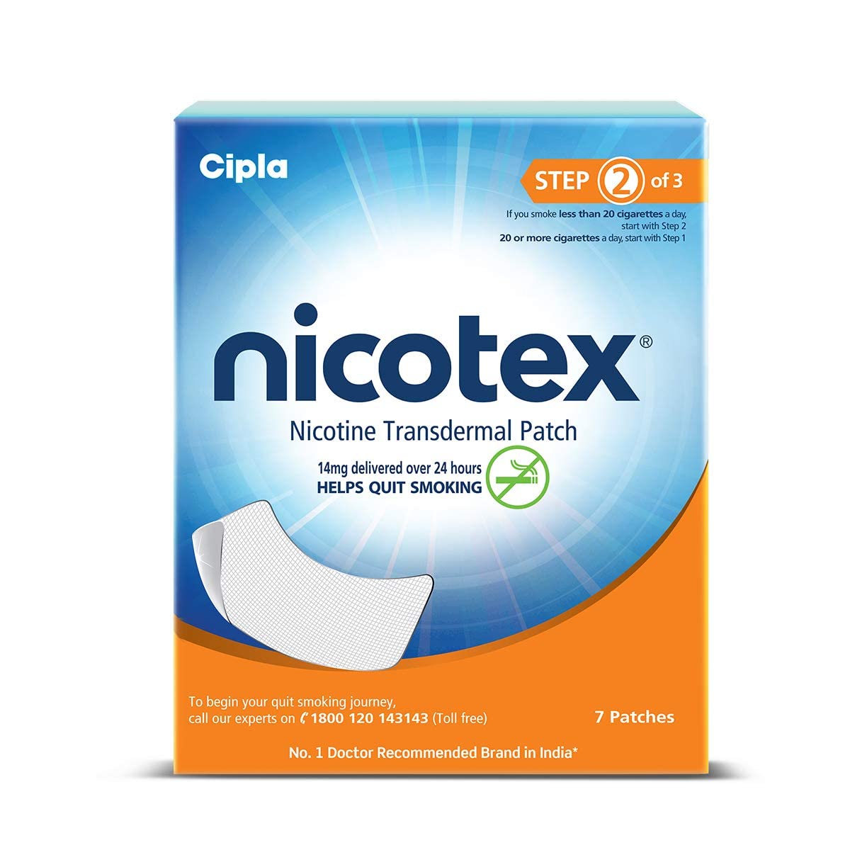 Cipla Nicotex Nicotine Transdermal Patch | Helps to Quit Smoking | WHO - Approved Therapy | 7 Patches