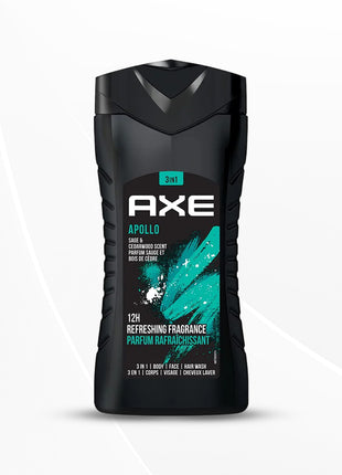 Axe Apollo 3 In 1 Body, Face & Hair Wash for Men, Sage & Cedarwood Fragrance, 250ml