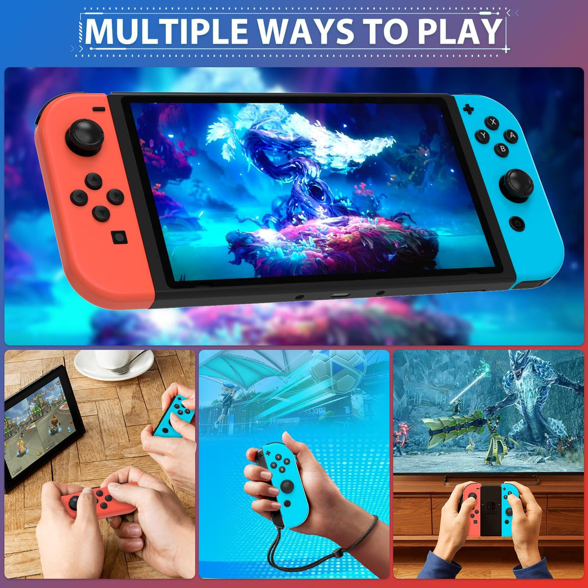 CIMENNTU Controller for Nintendo Switch Controller, Switch Controller Replacement Accessories with Double Vibration/Wake-Up/Motion Control/Screenshot