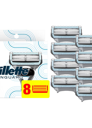 Gillette SkinGuard Razor Blade Refills for Men, 2 Blade Cartridge, SkinGuard for Sensitive Skin, Lubrication, Fits SkinGuard Razor Handles, 8 Count