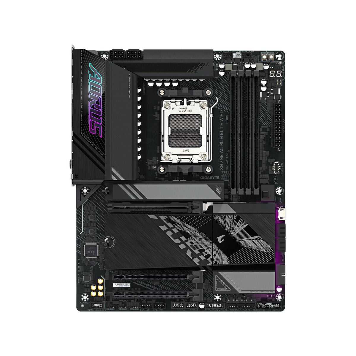 GIGABYTE X870E AORUS Elite WIFI7 AMD AM5 LGA 1718 Motherboard, ATX, DDR5, 4X M.2, PCIe 5.0, USB4, WIFI7, 2.5GbE LAN, EZ-Latch, 5-Year Warranty