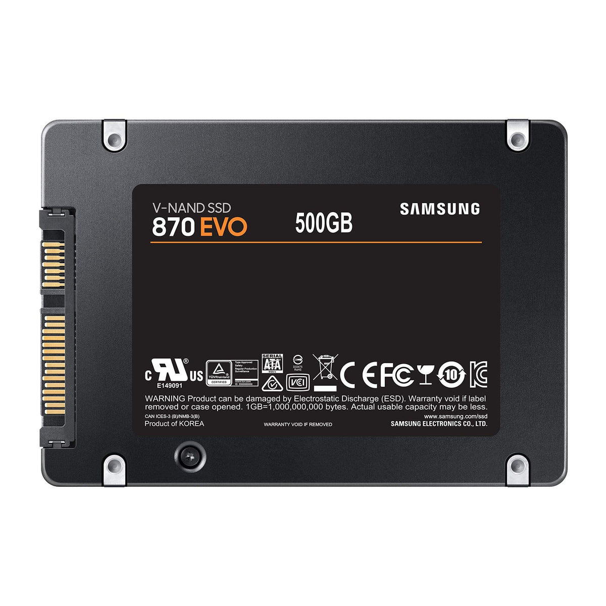 SAMSUNG 870 EVO SATA SSD 500GB 2.5” Internal Solid State Drive, Upgrade PC or Laptop Memory and Storage for IT Pros, Creators, Everyday Users, MZ-77E500B/AM, Black