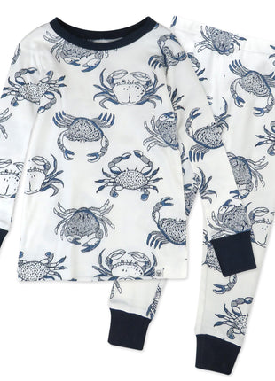 HonestBaby Multipack 2-Piece Pajamas Sleepwear Pjs 100% Organic Cotton for Infant Baby and Toddler Girls, Crabs, 3T
