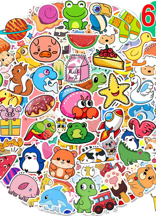 Apakkai 600 Pcs Cute Stickers for Kids, Water Bottle Stickers for Teens, Kawaii Vinyl Phone Laptop Skateboard Animal Waterproof Sticker, Bulk Aesthetic Sticker Packs for Boys Girls Teacher